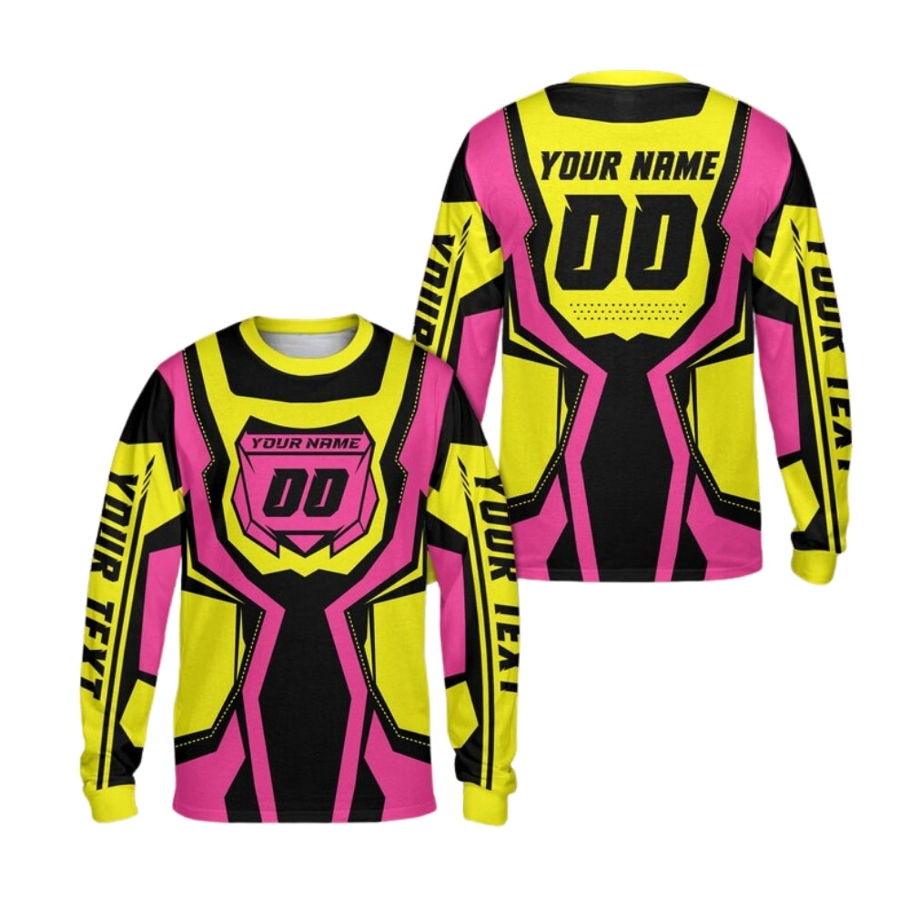 Custom Red And White Dirt Bike Long Sleeve Jersey Shirts For Men, Custom Dirt Bike Jerseys ME0047