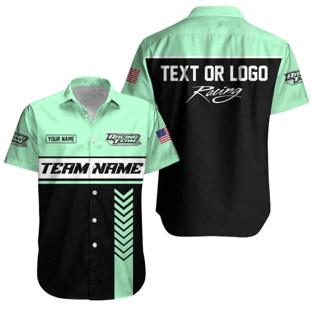 Custom Mechanic Racing Workwear Hawaiian Button Up Shirt, Personalized Mechanic Uniforms HE0197