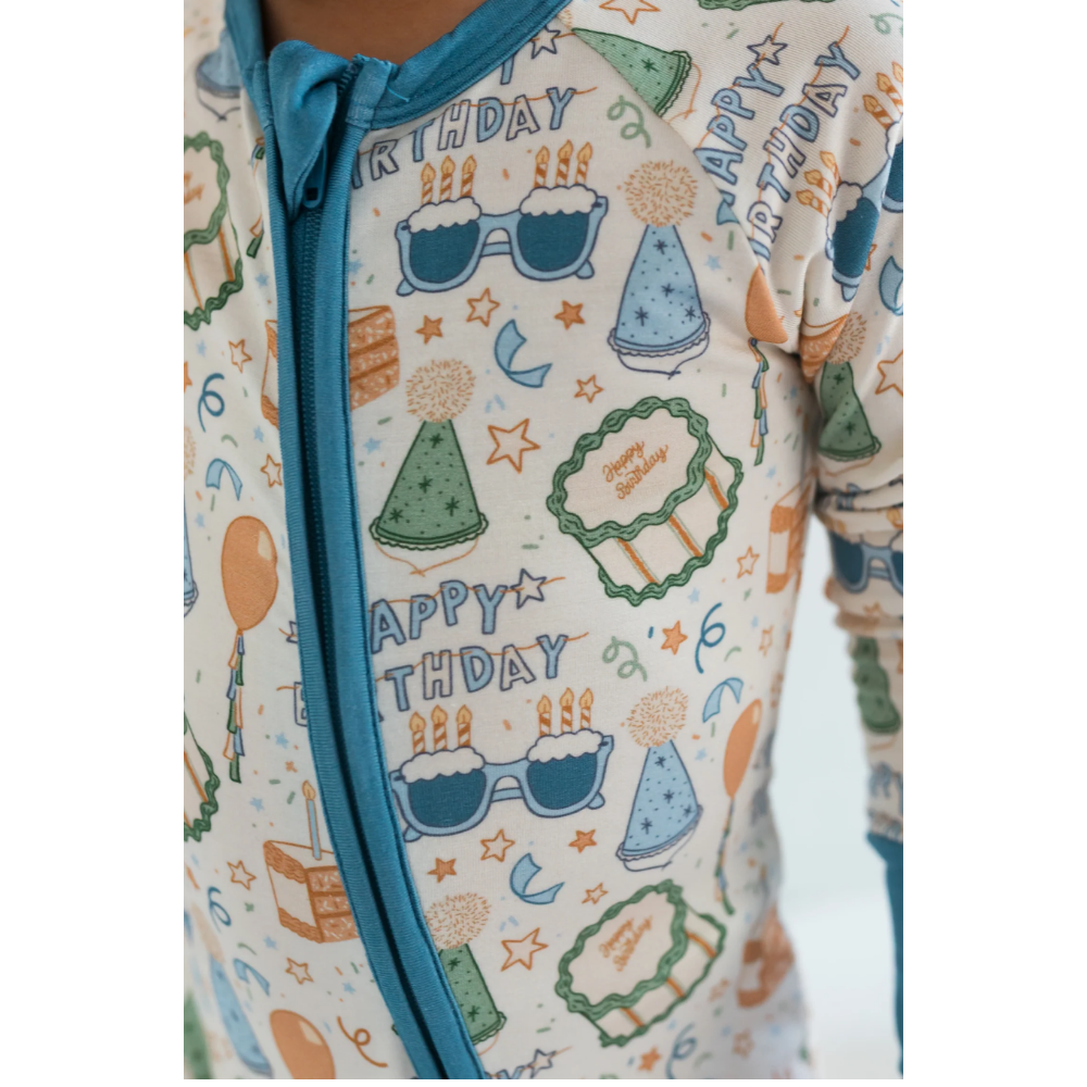 Happy Birthday Baby Boy Convertible Zipper Romper, Birthday Baby Romper Convertible BB0726