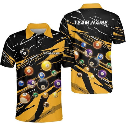 Custom Team Black And Red Billiard Polo Shirt For Mens, Custom Billiard Pool Players Shirts BIZ0193