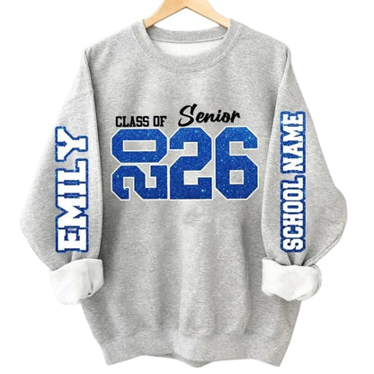 Custom Class Of Senior 2026 Glitter Sweatshirt, Custom Graduation Sweatshirt 2D0367