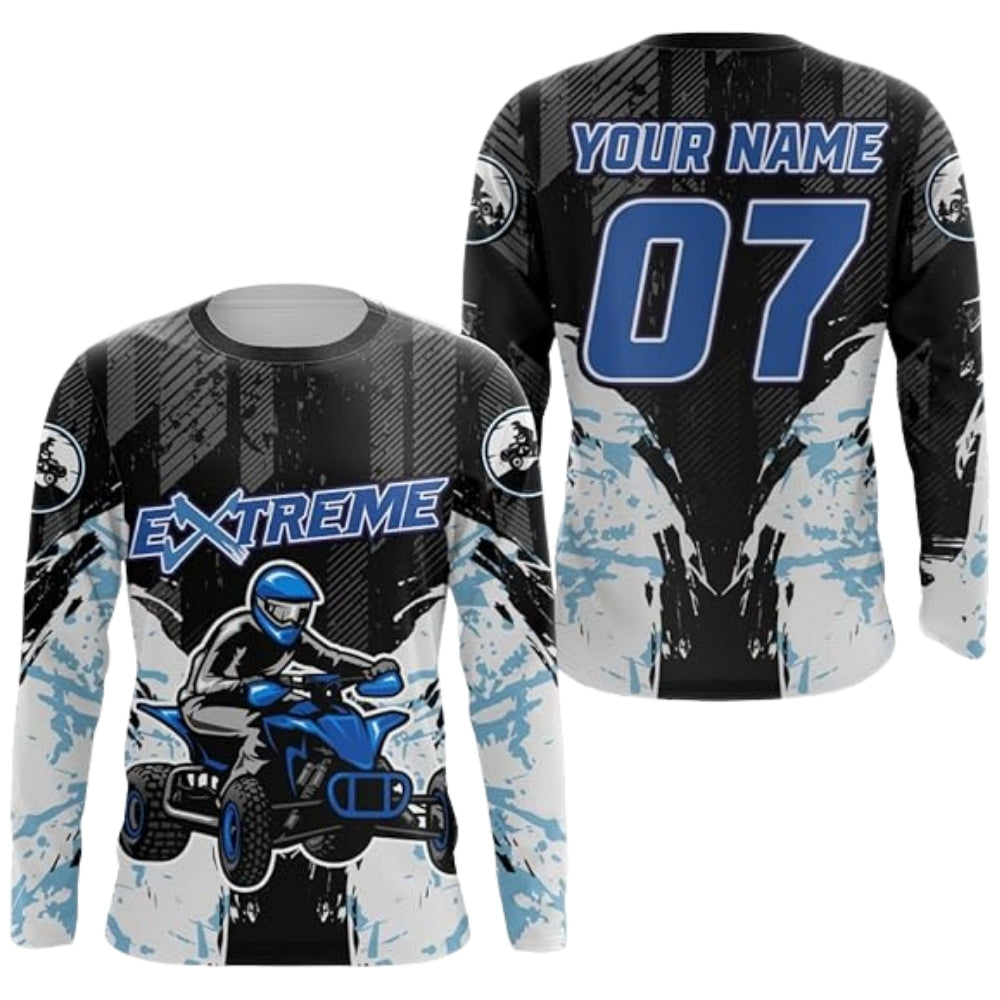 Custom ATV Racing Long Sleeve Jersey For Men Black Orange, Personalized ATV Dirt Bike Shirts MZ0082