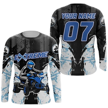 Custom ATV Racing Long Sleeve Jersey For Men Black Orange, Personalized ATV Dirt Bike Shirts MZ0082