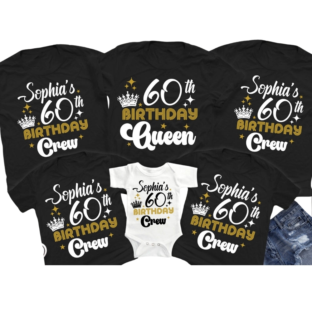 60th Birthday Queen Custom Matching Family T Shirts, Custom 60th Birthday Matching Shirts For Family ET0408