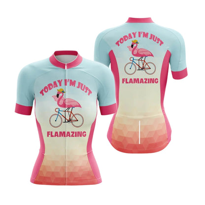 Today I'm Just Flamazing Women's Short Sleeve Cycling Jersey, Funny Flamingo Cycling Jersey For Ladies CZ0069