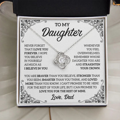 To My Daughter necklace, Gift From Dad, Daughter Gift, Daughter Necklace, Love Knot Necklace SO0274