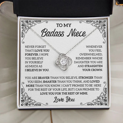 To My Badass Niece Necklace, Love Knot Necklace, Badass Niece Gift SO0054