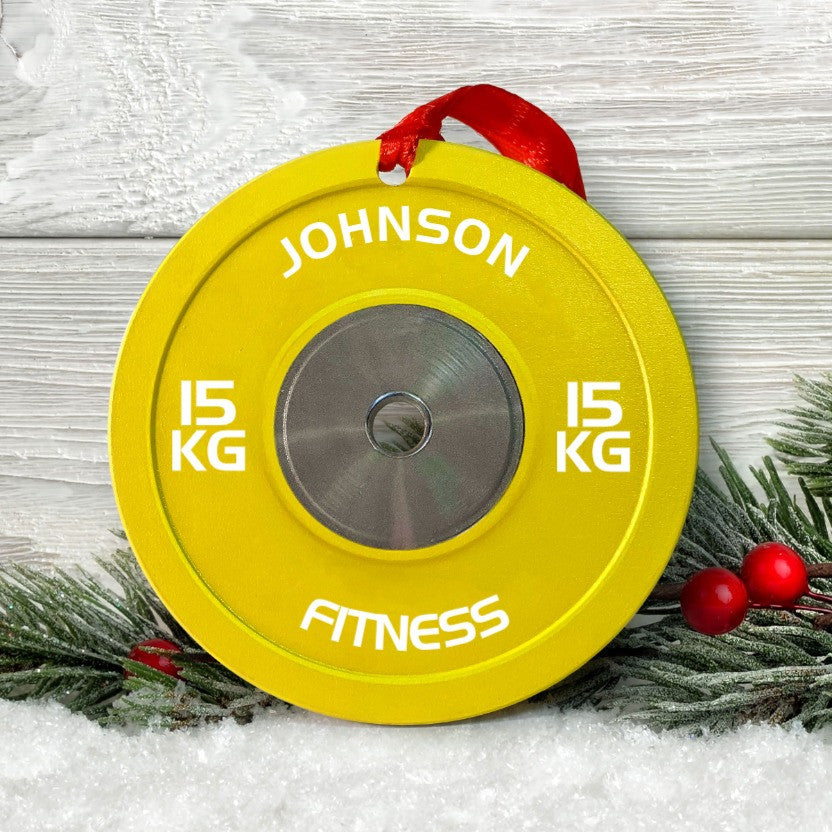 Bumper Plate - Personalized Two-Sided Ornament - Christmas Fitness Gym Weightlifting Gift For Gymer, Weightlifters, PTs OO3850