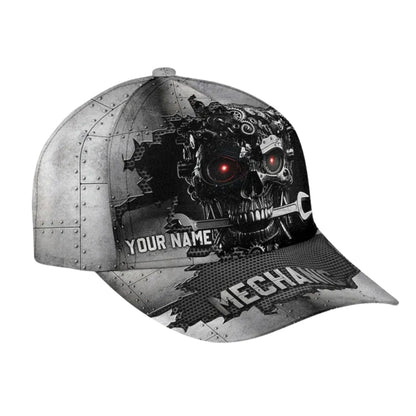 Custom Mechanic Skull Baseball Cap, Custom 3D Caps For Machinists CP0111