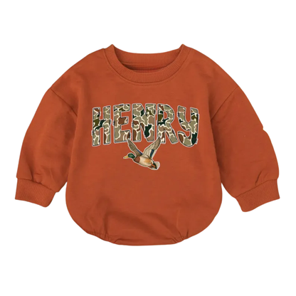 Personalized Mallard Duck Baby Romper Sweatshirt, Custom Duck Romper Sweatshirt Baby BB0557