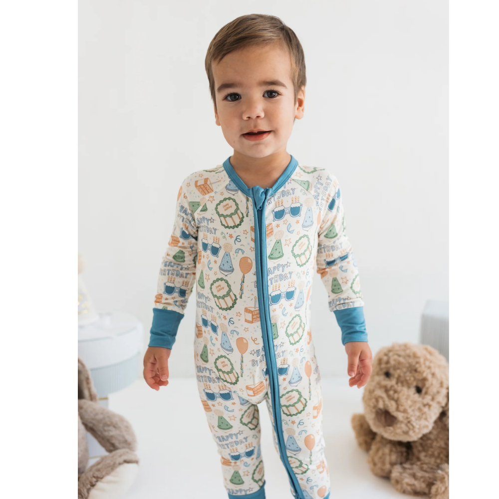 Happy Birthday Baby Boy Convertible Zipper Romper, Birthday Baby Romper Convertible BB0726