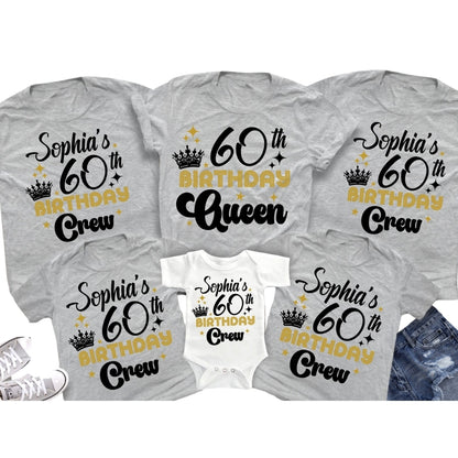 60th Birthday Queen Custom Matching Family T Shirts, Custom 60th Birthday Matching Shirts For Family ET0408