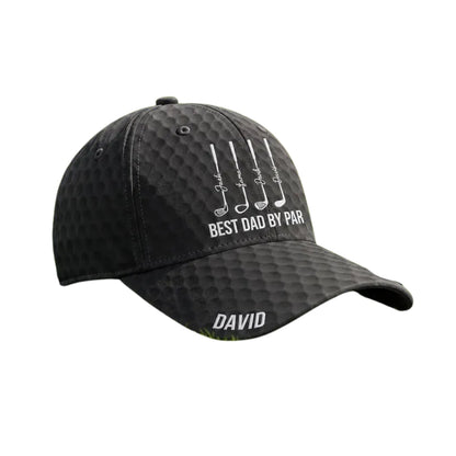 Best Dad By Par Custom Name And Kids Names Golf Baseball Cap, Custom Father Day Golf Cap CP0489