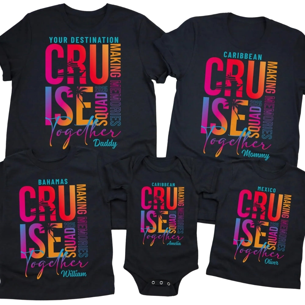 Custom Destination Cruise Squad Matching Family T Shirts, Custom Cruise Vacation Family Shirts ET0264