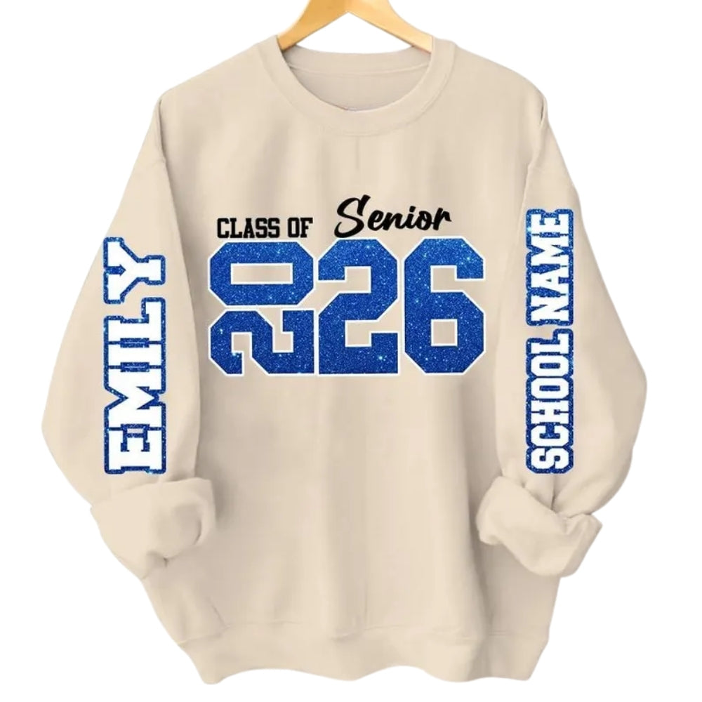 Custom Class Of Senior 2026 Glitter Sweatshirt, Custom Graduation Sweatshirt 2D0367