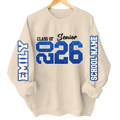 Custom Class Of Senior 2026 Glitter Sweatshirt, Custom Graduation Sweatshirt 2D0367