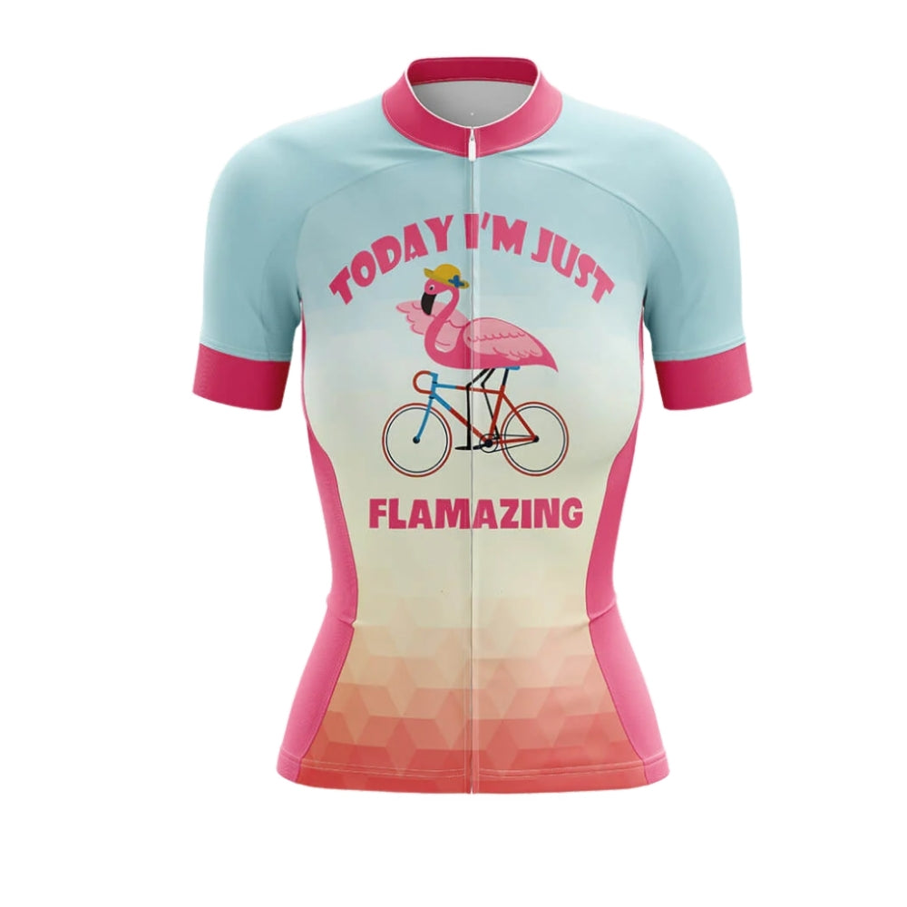 Today I'm Just Flamazing Women's Short Sleeve Cycling Jersey, Funny Flamingo Cycling Jersey For Ladies CZ0069