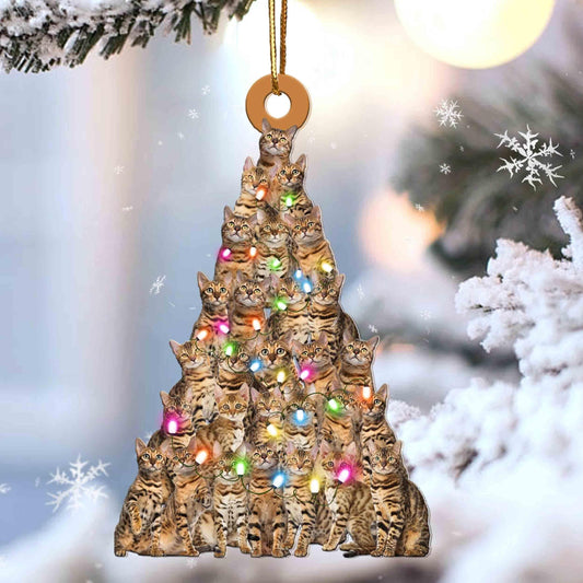 Bengal Cat Christmas Tree Shaped Ornament For Bengal Cat Acrylic Ornaments OO3802