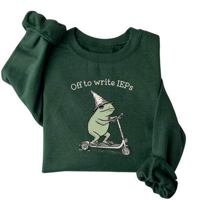 Off To Write IEPs Frog Sweatshirt For School Psychologist, Funny Sweatshirt For Education Counselor 2D0916