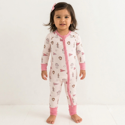 Baseball Pink Baby Girl Convertible Zippy Romper, Baby Baseball Romper Convertible BB0727