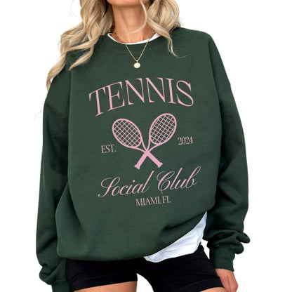Custom Social Club Tennis Sweatshirt, Custom Tennis Sweatshirt 2D0596