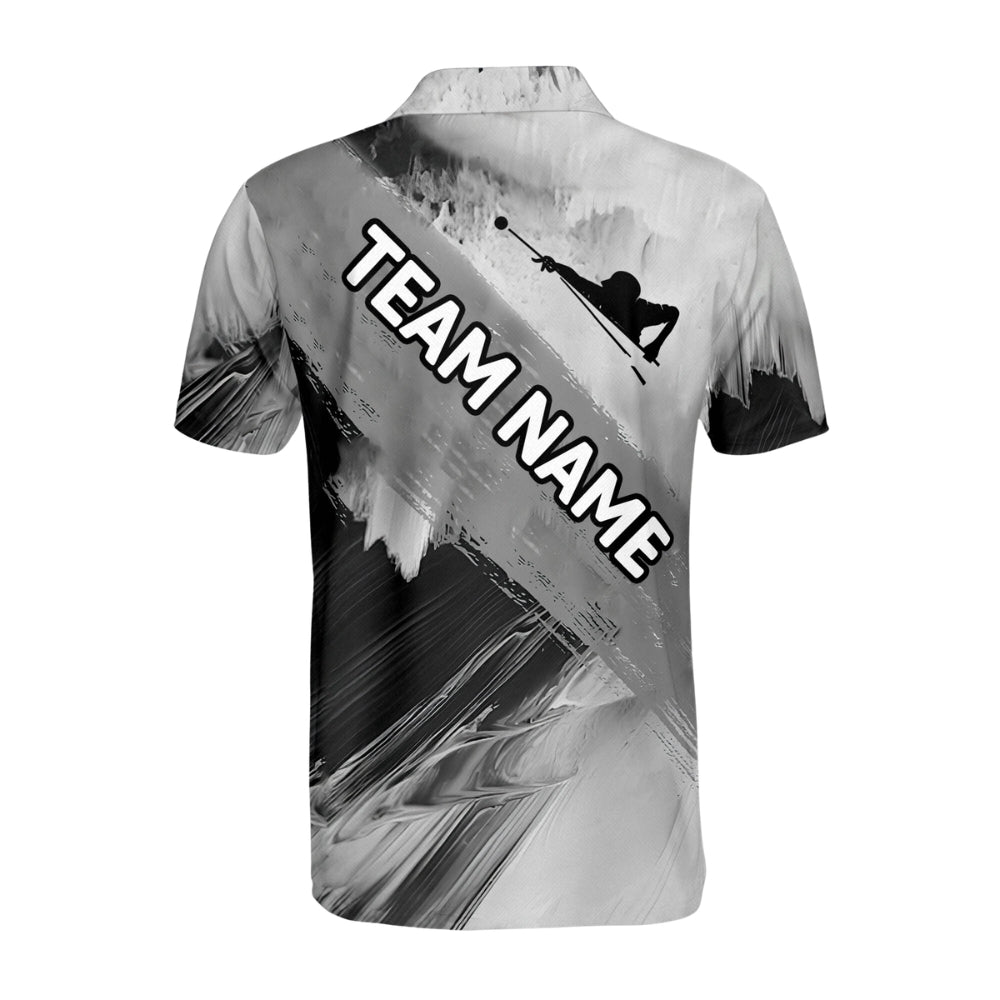 Custom Grey Billiard Team Polo Shirts For Men, Custom Pool Billiard Shirts BIZ0192