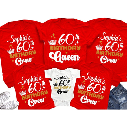 60th Birthday Queen Custom Matching Family T Shirts, Custom 60th Birthday Matching Shirts For Family ET0408