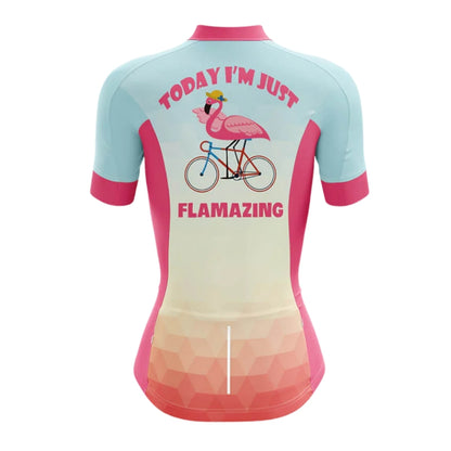 Today I'm Just Flamazing Women's Short Sleeve Cycling Jersey, Funny Flamingo Cycling Jersey For Ladies CZ0069