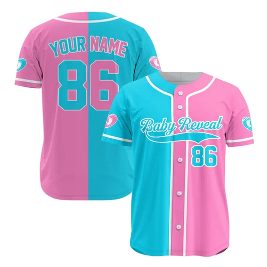 Custom Baby Reveal Blue Pink Matching Baseball Jersey For Family, Custom Gender Reveal Matching Family Baseball Shirts ET0693
