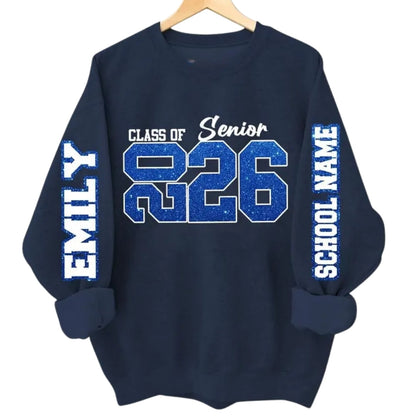 Custom Class Of Senior 2026 Glitter Sweatshirt, Custom Graduation Sweatshirt 2D0367