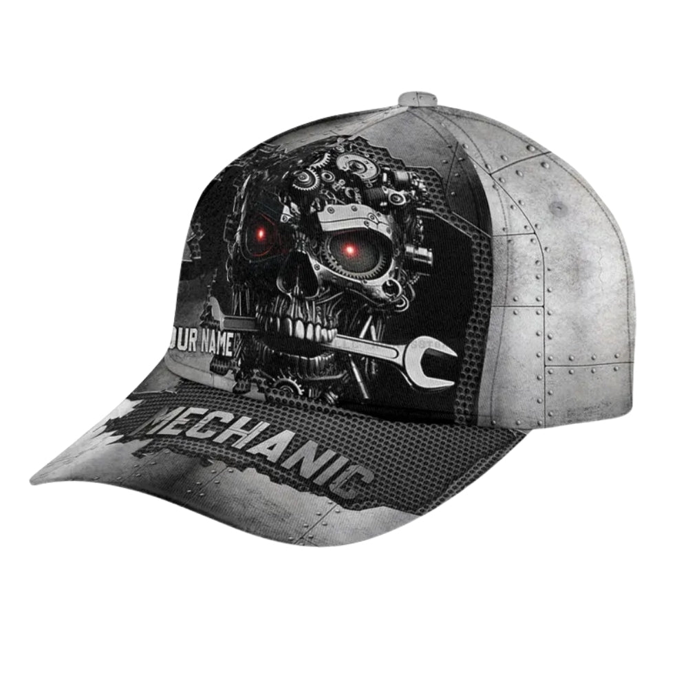 Custom Mechanic Skull Baseball Cap, Custom 3D Caps For Machinists CP0111