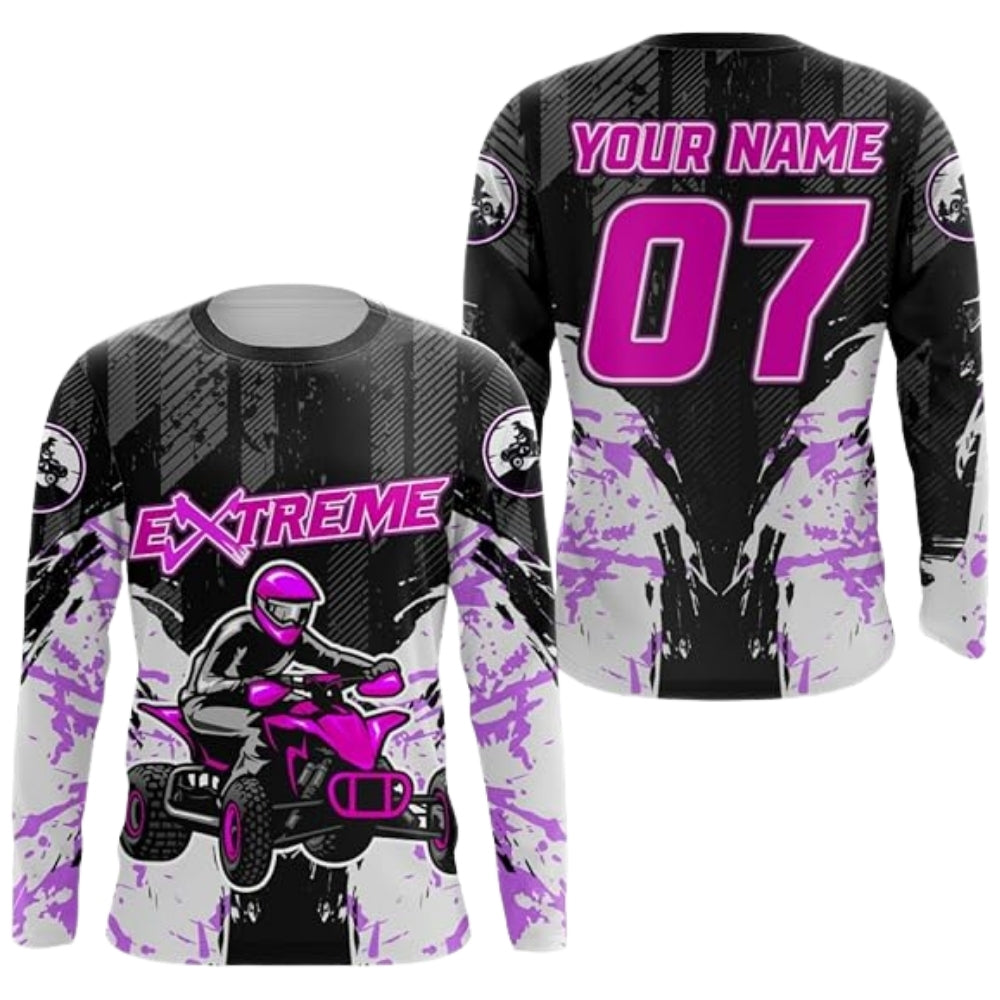 Custom ATV Racing Long Sleeve Jersey For Men Black Orange, Personalized ATV Dirt Bike Shirts MZ0082