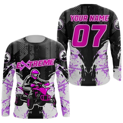 Custom ATV Racing Long Sleeve Jersey For Men Black Orange, Personalized ATV Dirt Bike Shirts MZ0082