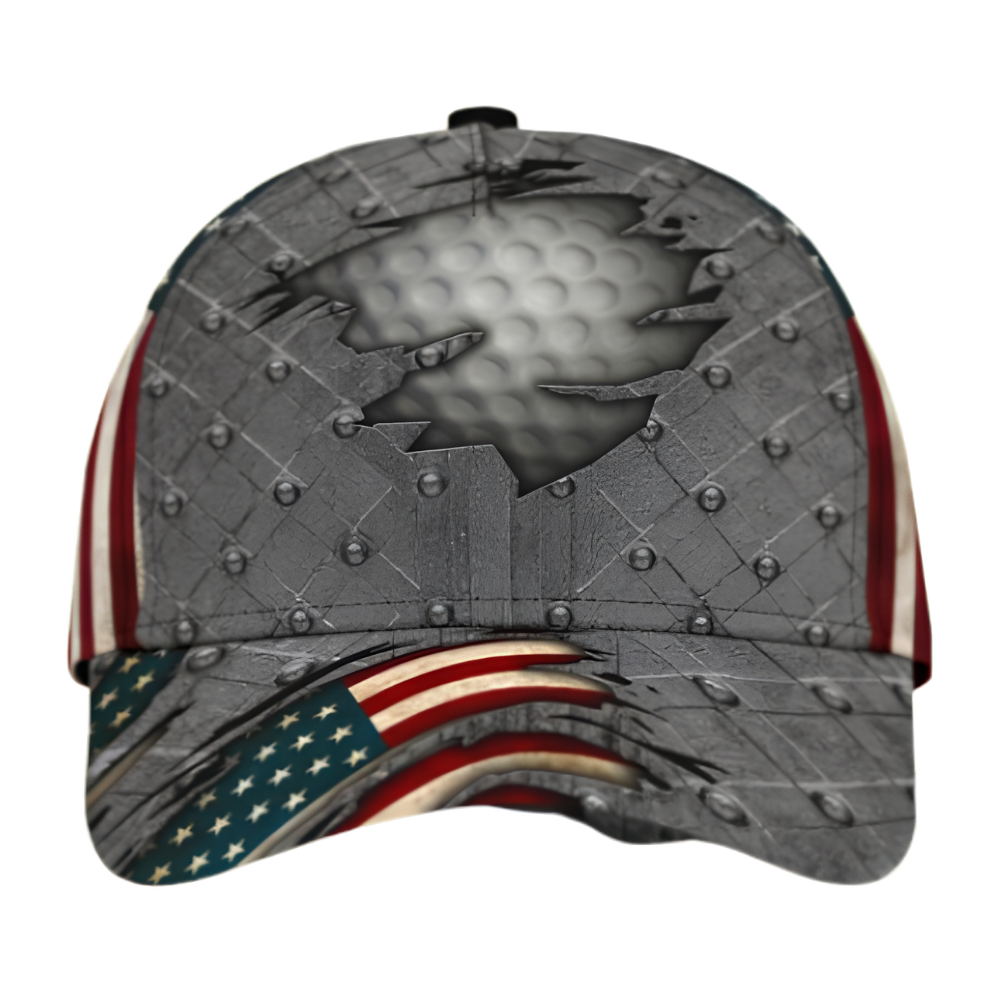 American Flag Golf Ball 3D Printed Golf Baseball Cap, Patriotic Golf Cap For Golfer CP0502