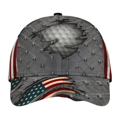 American Flag Golf Ball 3D Printed Golf Baseball Cap, Patriotic Golf Cap For Golfer CP0502