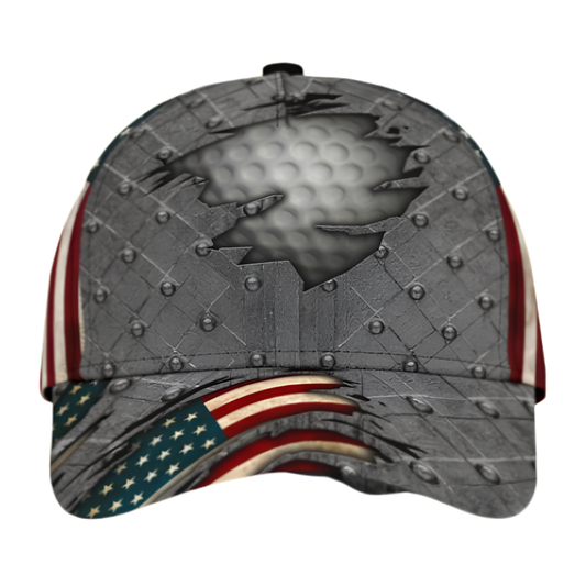 American Flag Golf Ball 3D Printed Golf Baseball Cap, Patriotic Golf Cap For Golfer CP0502