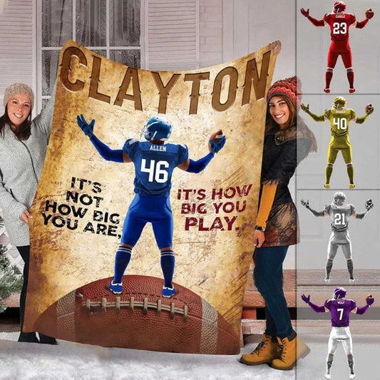 Personalized American Football Fleece Blanket - Gift For Football Lovers, Gift for Him Football Blanket BD0018