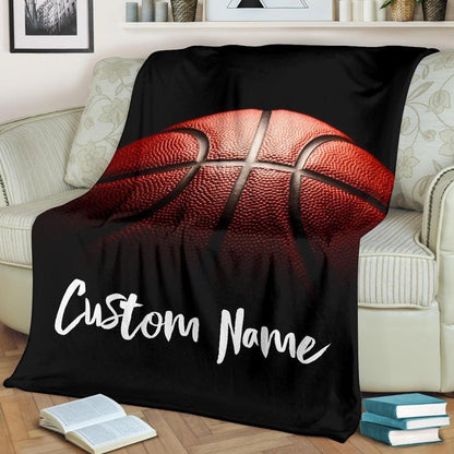 Personalized Vintage Basketball Throw Blanket, Gift for Son Basketball Fleece Sherpa Blanket BD0035