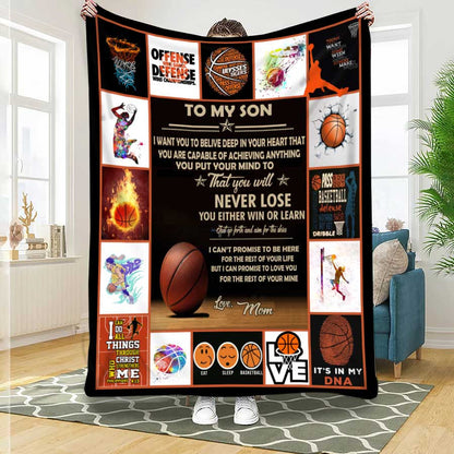 Personalized Basketball To My Son Blanket gift from Mom, Dad, Basketball Son Birthday Gift Lovers BD0036