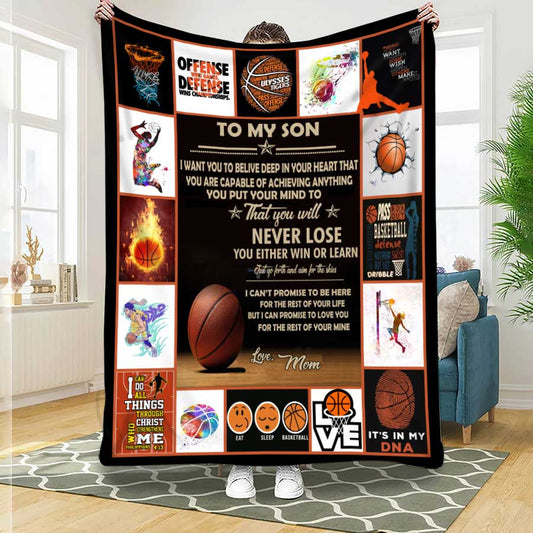 Personalized Basketball To My Son Blanket gift from Mom, Dad, Basketball Son Birthday Gift Lovers BD0036