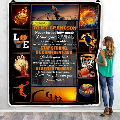 Personalized Basketball To My Son Blanket gift from Mom, Dad, Basketball Son Birthday Gift Lovers BD0036