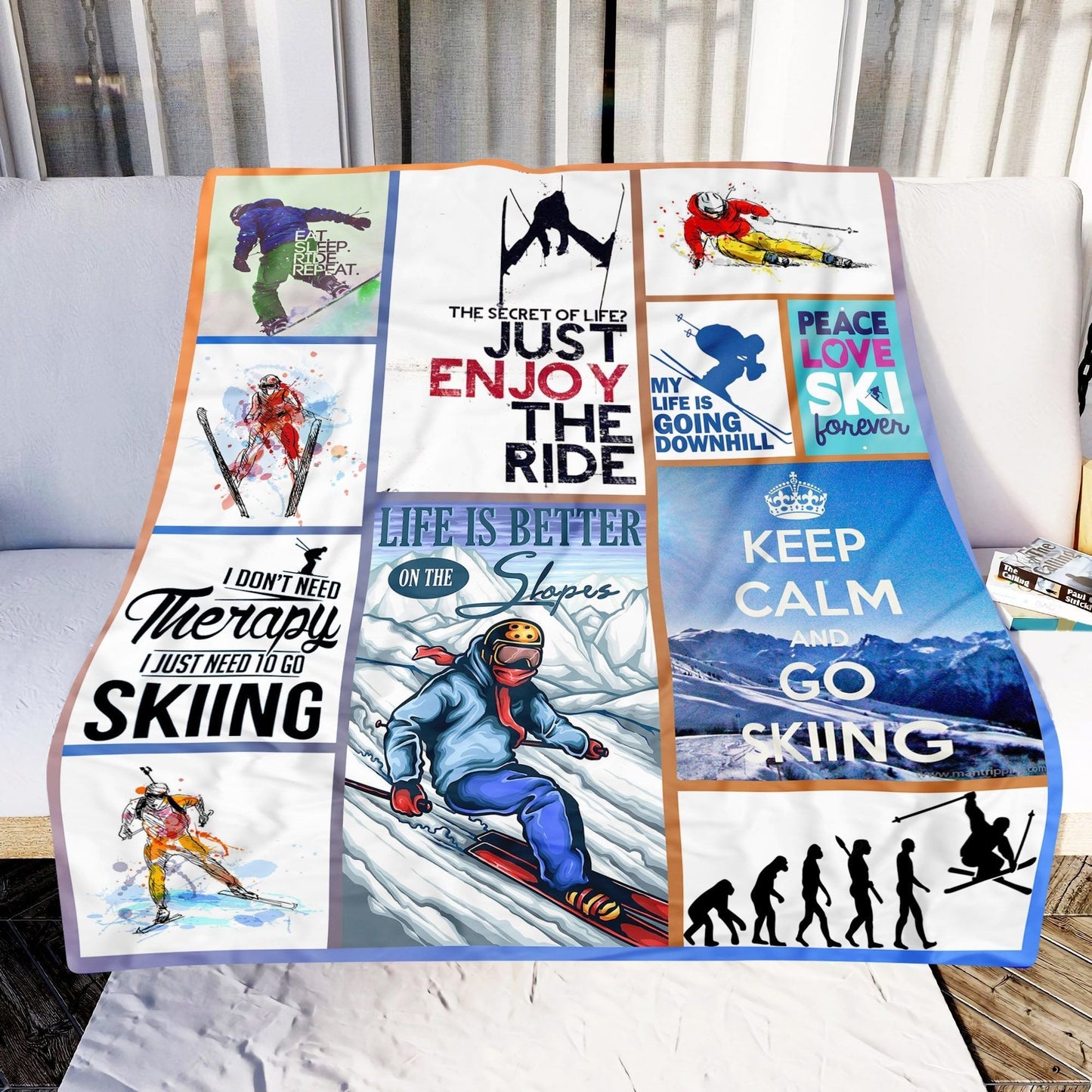 Skiing Blanket, Skiing Life Is Better On The Slopes Throw Blanket Gift For Skiing Lovers BD0041
