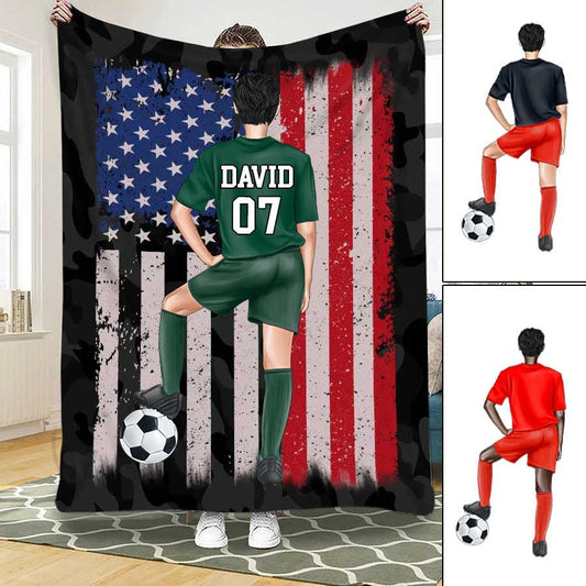 Personalized Soccer Boys , Man Soccer Throw Blanket, Soccer Team Gift, End of Season Present BD0019