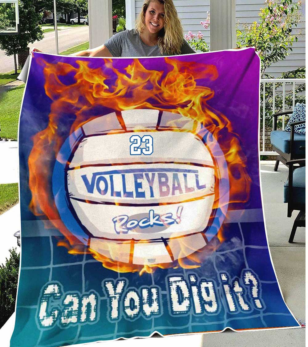 Volleyball Rock Can You Dig It Blanket for Boys Girl Volleyball Fleece Blanket BD0060