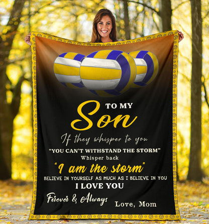 To My Son Volleyball Blanket, Volleyball Boy Soft Cozy Plush Throw Blanket BD0063