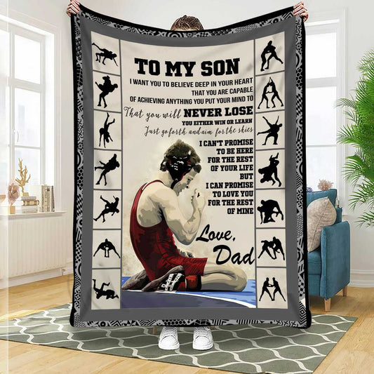 Wrestler Parents To My Son Wrestling Blanket Gift from Mom, Dad Soft Wrestling Fleece Sherpa Blanket BD0066