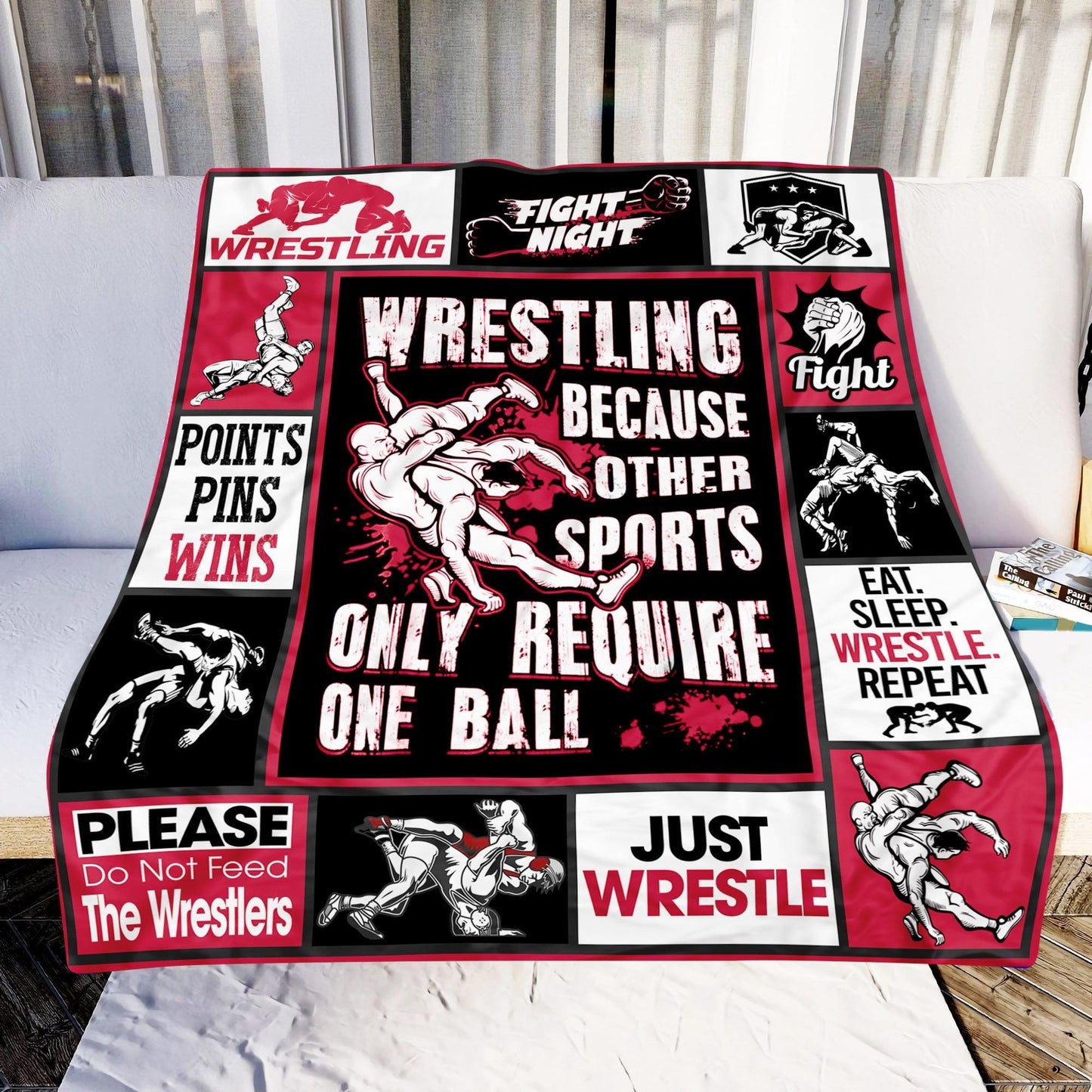 Wrestling Because Other Sports Only Require One Ball Fleece Blanket Home Decor Bedding Couch Sofa Soft BD0067