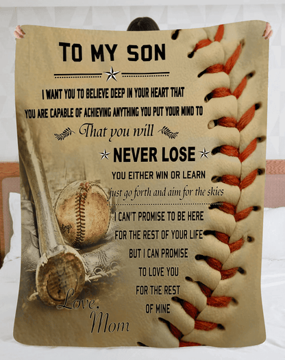 Personalized To My Son Baseball Blanket from Mom, Son Birthday Gift BD0071