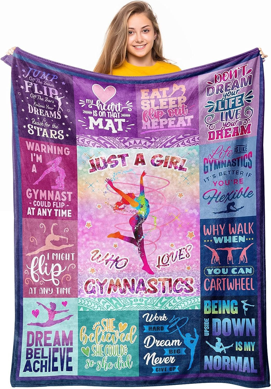 Gymnastics Girls Throw Blanket, Just A Girl Who Loves Gymnastics Plush Flannel Blanket BD0055