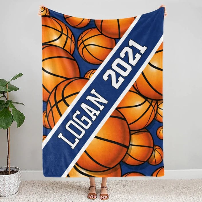 Personalized Basketball Blanket for Son, Basketball Players, Gift for Son Birthday, Basketball Team Gift BD0092